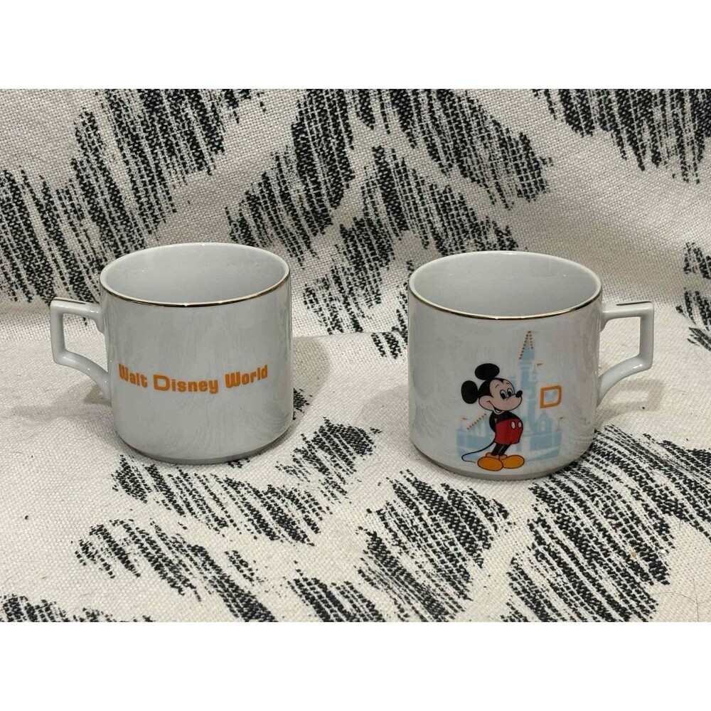 Vintage 80s 90s Walt Disney World Ceramic Coffee Mug Mickey Mouse Japan Lot Of 2